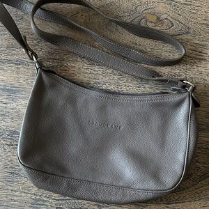 Longchamp Gray Leather Shoulder or Crossbody Bag